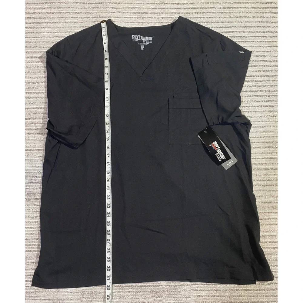 Greys Anatomy by Barco Mens Scrub Top Black V-Neck Pocket XL GVS506